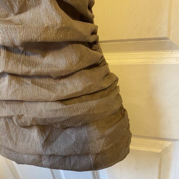 Express Y2K Rave Tank Top Womens SP Ruched Brown Party Cottage Coquette Shimmer - Picture 6 of 8